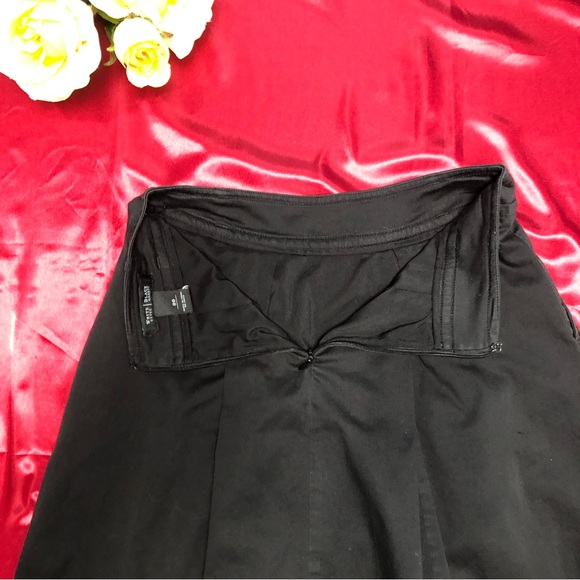 White House Black Market (WHBM) Black Cotton A Line Pleated Midi Skirt - Picture 5 of 9